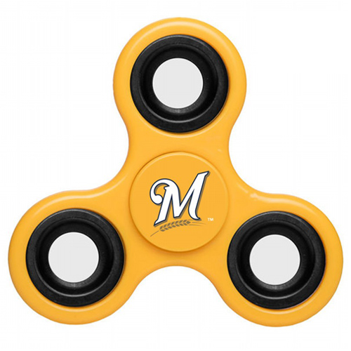 MLB Milwaukee Brewers 3 Way Fidget Spinner D39 - Yellow - Click Image to Close